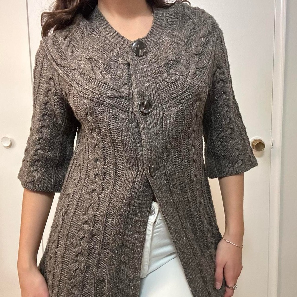 Dress Barn Wool Cotton Blend Cardigan Grey Size  Medium